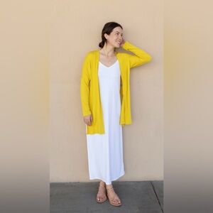 Carly Jean Los Angeles Women’s Yellow Kimono Split‎ Open Front Cardigan Size L